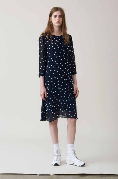 Marceau Georgette Dress, Total Eclipse, hi-res