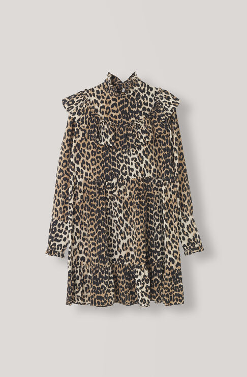 Fayette Silk Dress, Leopard, hi-res