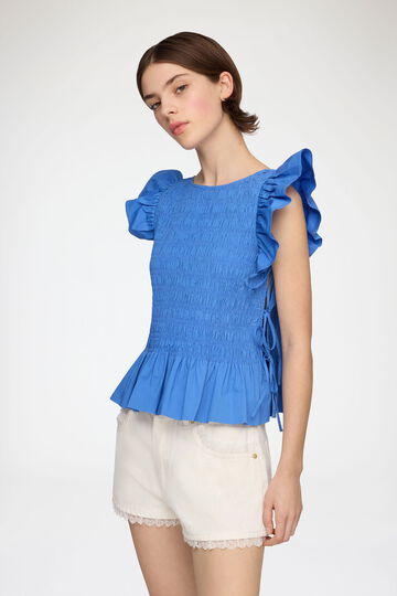 Model wearing blue shirt