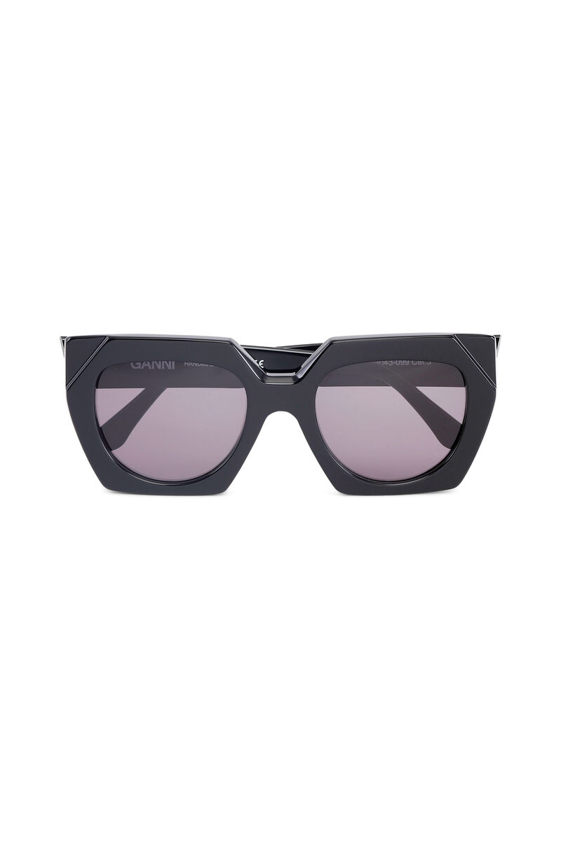 Biodegradable Oversized Sunglasses, in colour Black - 1 - GANNI
