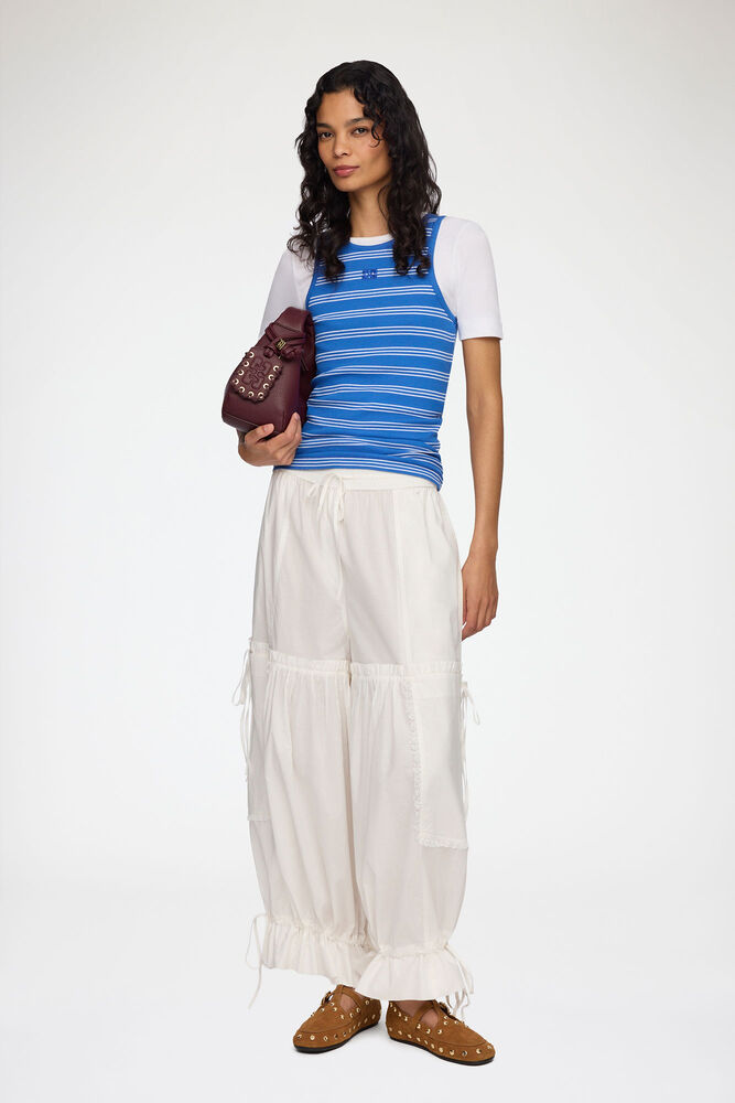 Trousers in White Cotton, Bright White