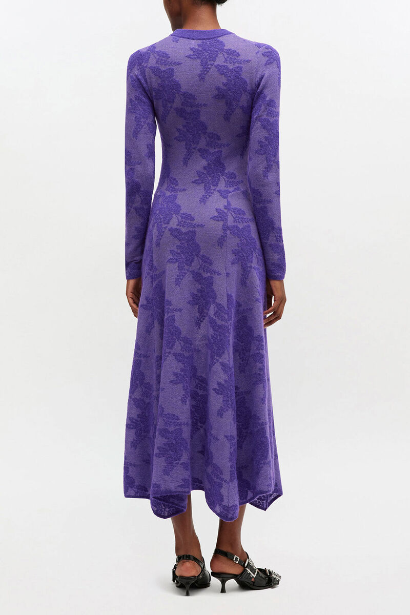 Purple Sheer Flower Dress, Recycled Polyamide, in colour Passion Flower - 2 - GANNI