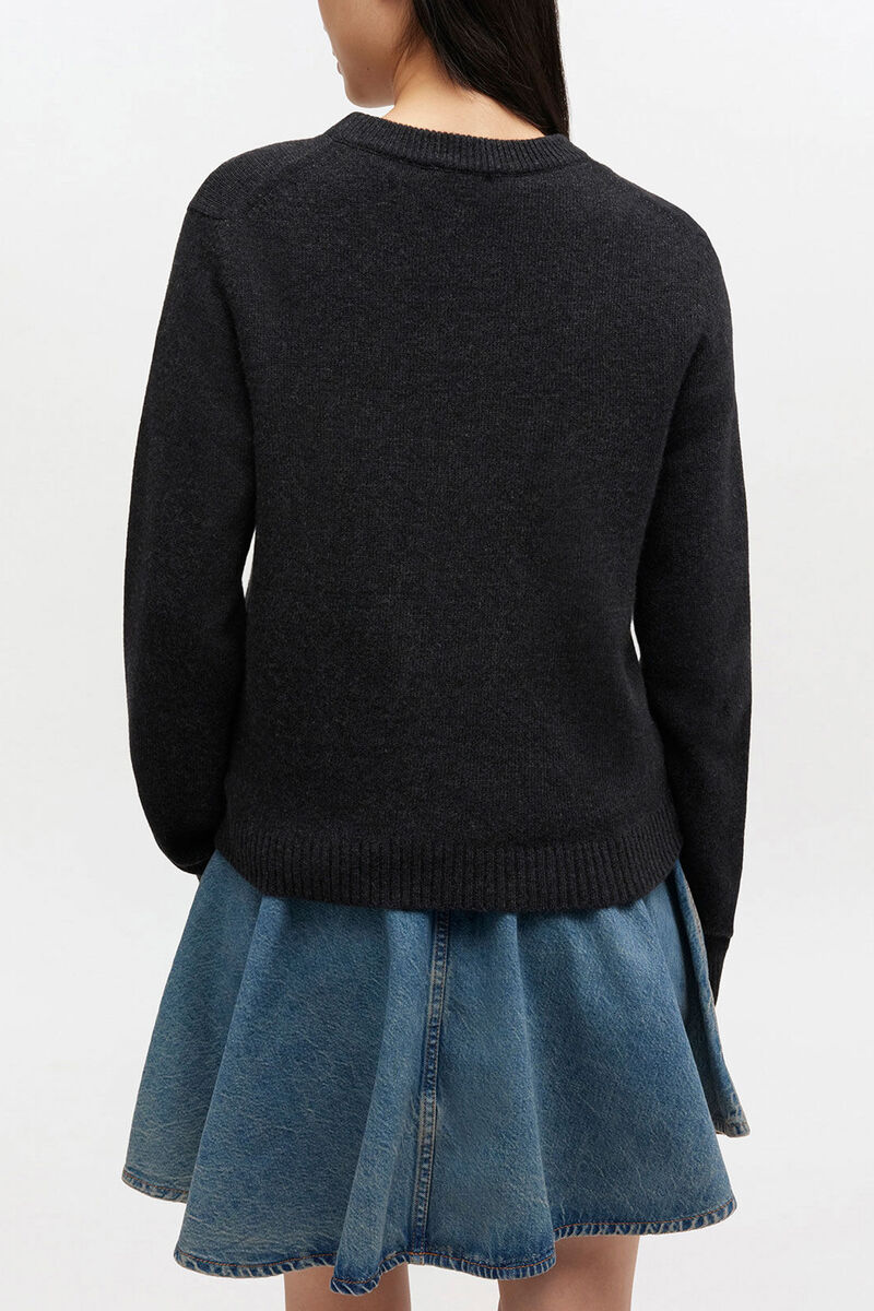 Graphic Wool Jumper, Wool, in colour Phantom - 3 - GANNI
