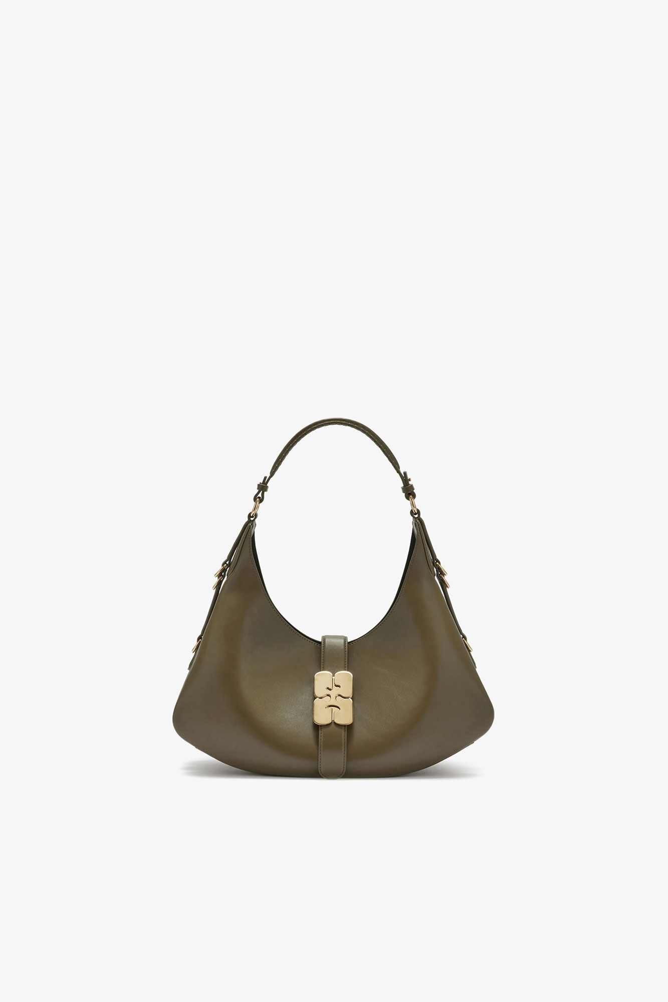 Liten Kat v&auml;ska i gr&ouml;nt, Recycled Leather, in colour Military Olive - 1 - GANNI