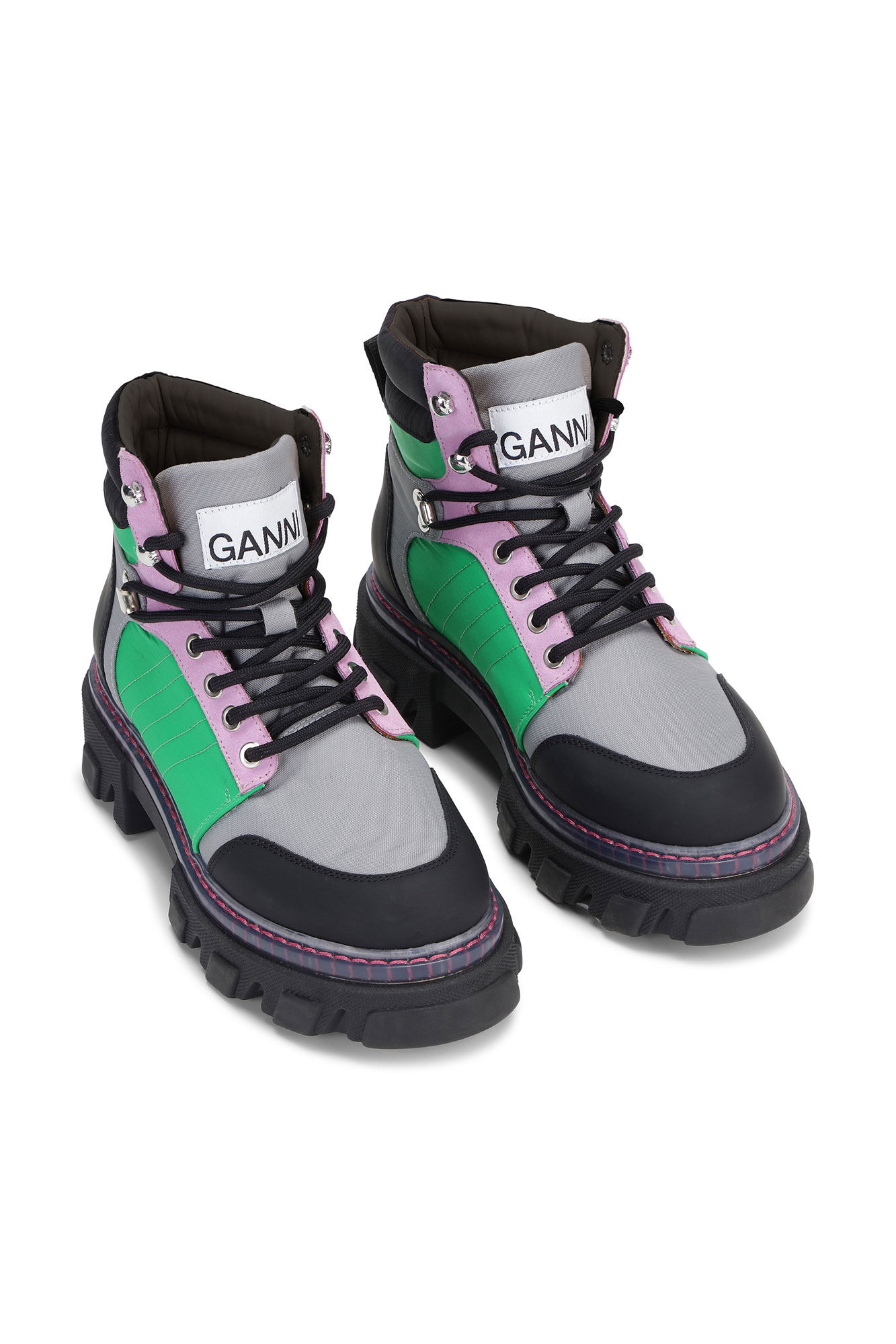 GANNI Cleated Lace Up Hiking Boot