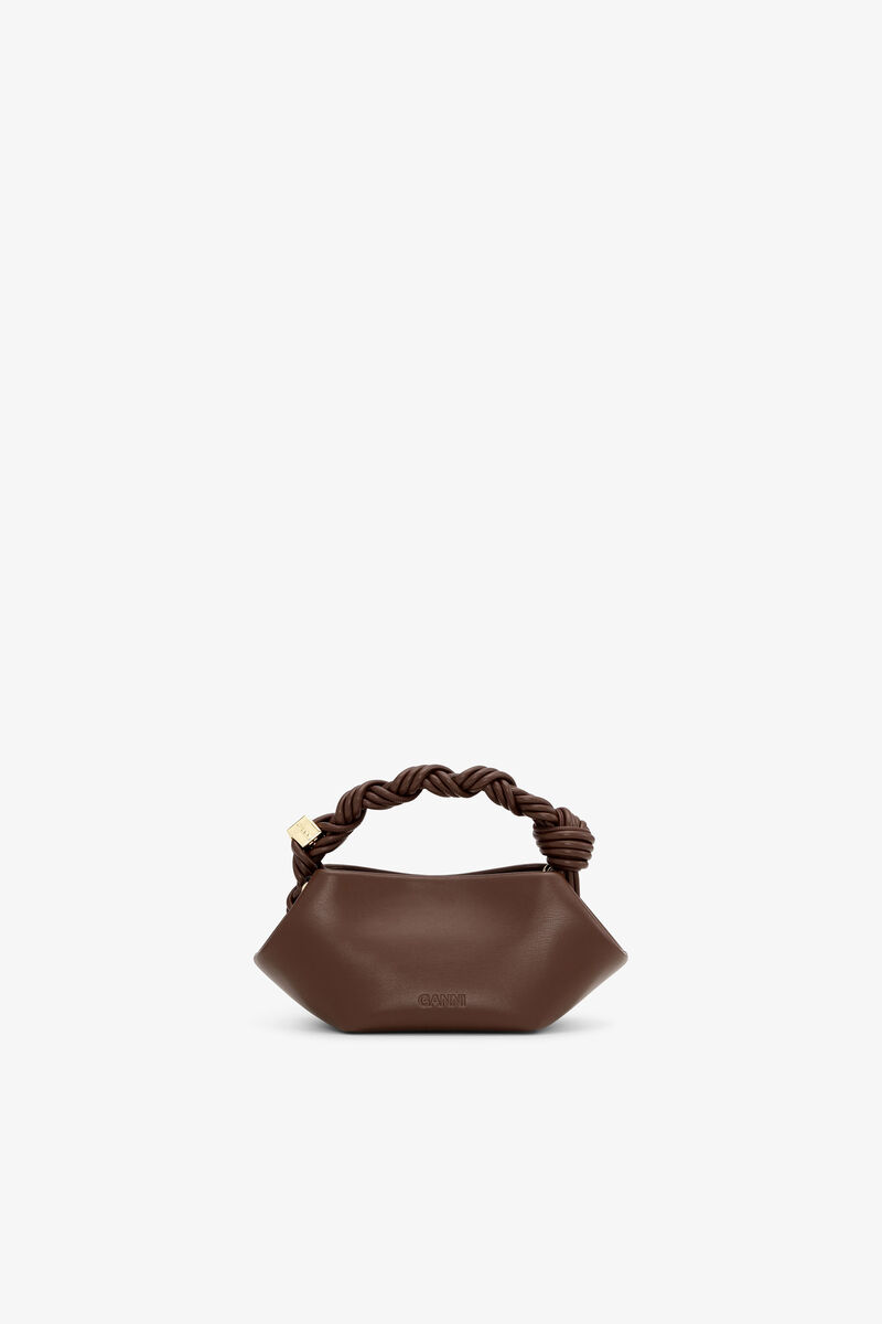 Brown Mini Bou Bag, Recycled Leather, in colour Chocolate Fondant - 3 - GANNI