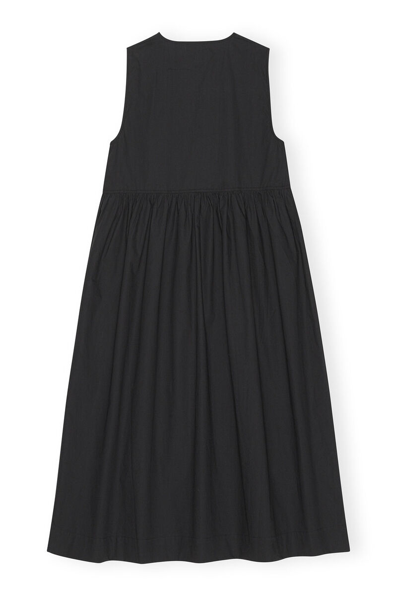 Cotton Poplin Midi Dress, Cotton, in colour Black - 2 - GANNI