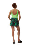 Ruffled Beach Shorts, Cotton, in colour Banana Tree Black - 2 - GANNI