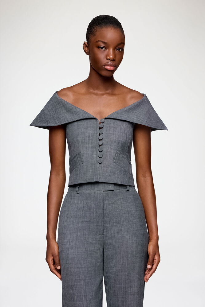 Vest in Grey Wool Melange, Phantom