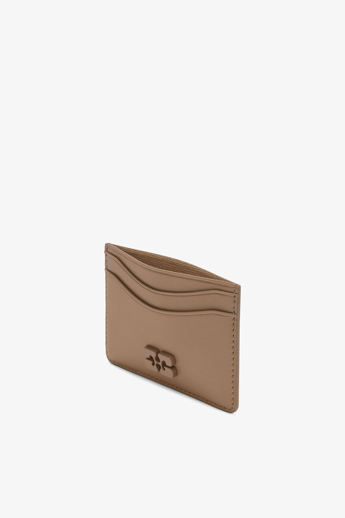 Bou Card Holder in Brown, Recycled Leather, in colour Coca Mocha - 3 - GANNI
