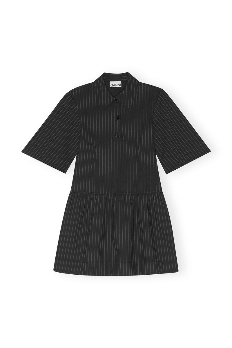 Striped Mini Dress, Elastane, in colour Black - 1 - GANNI