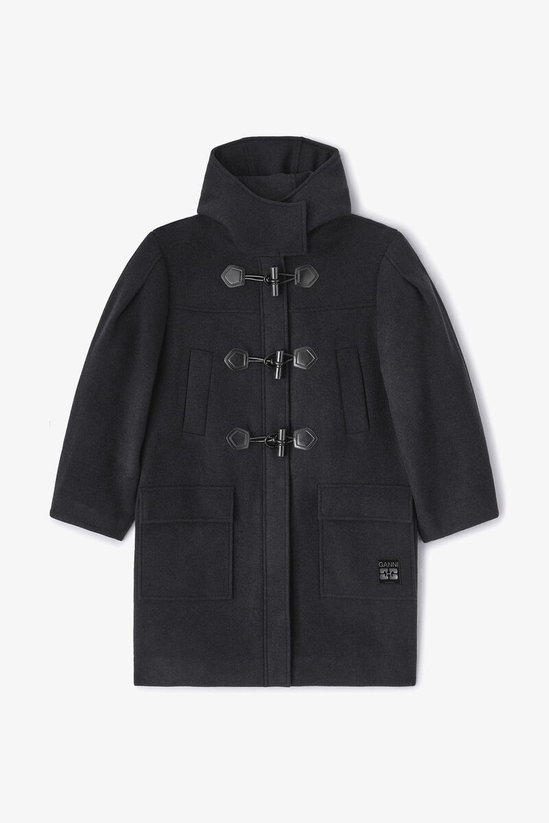 Wool Duffle Coat, Wool, in colour Demitasse - 1 - GANNI