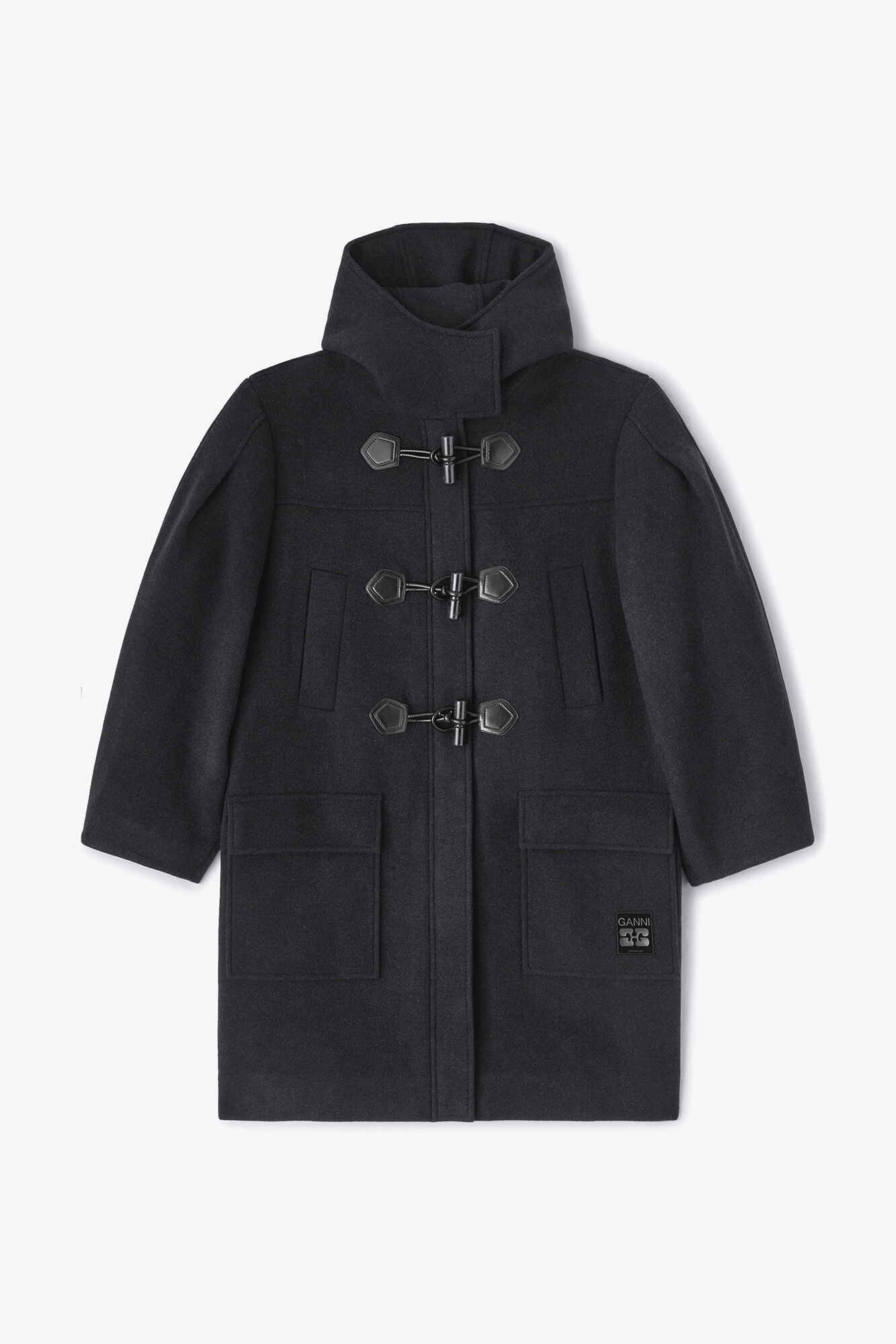 Wool Duffle Coat, Wool, in colour Demitasse - 1 - GANNI