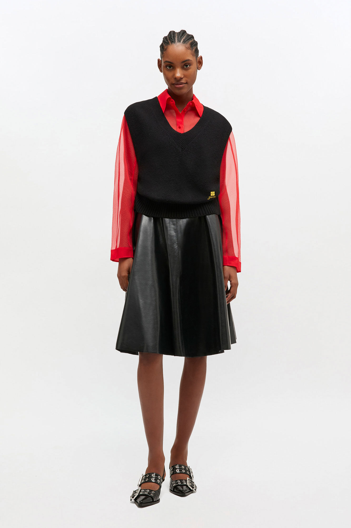 Wool Mix Vest, Wool, in colour Jet Black - 2 - GANNI