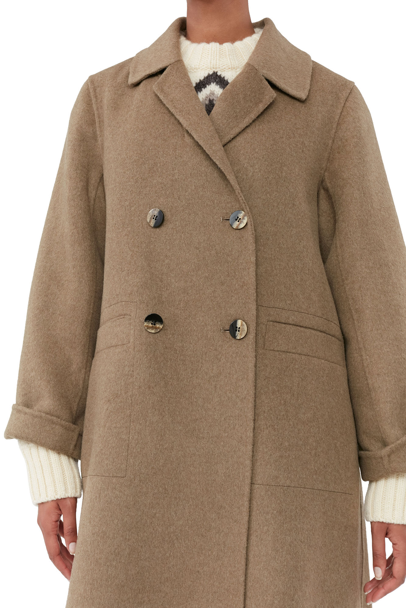 Brown Wool Midi Jacket