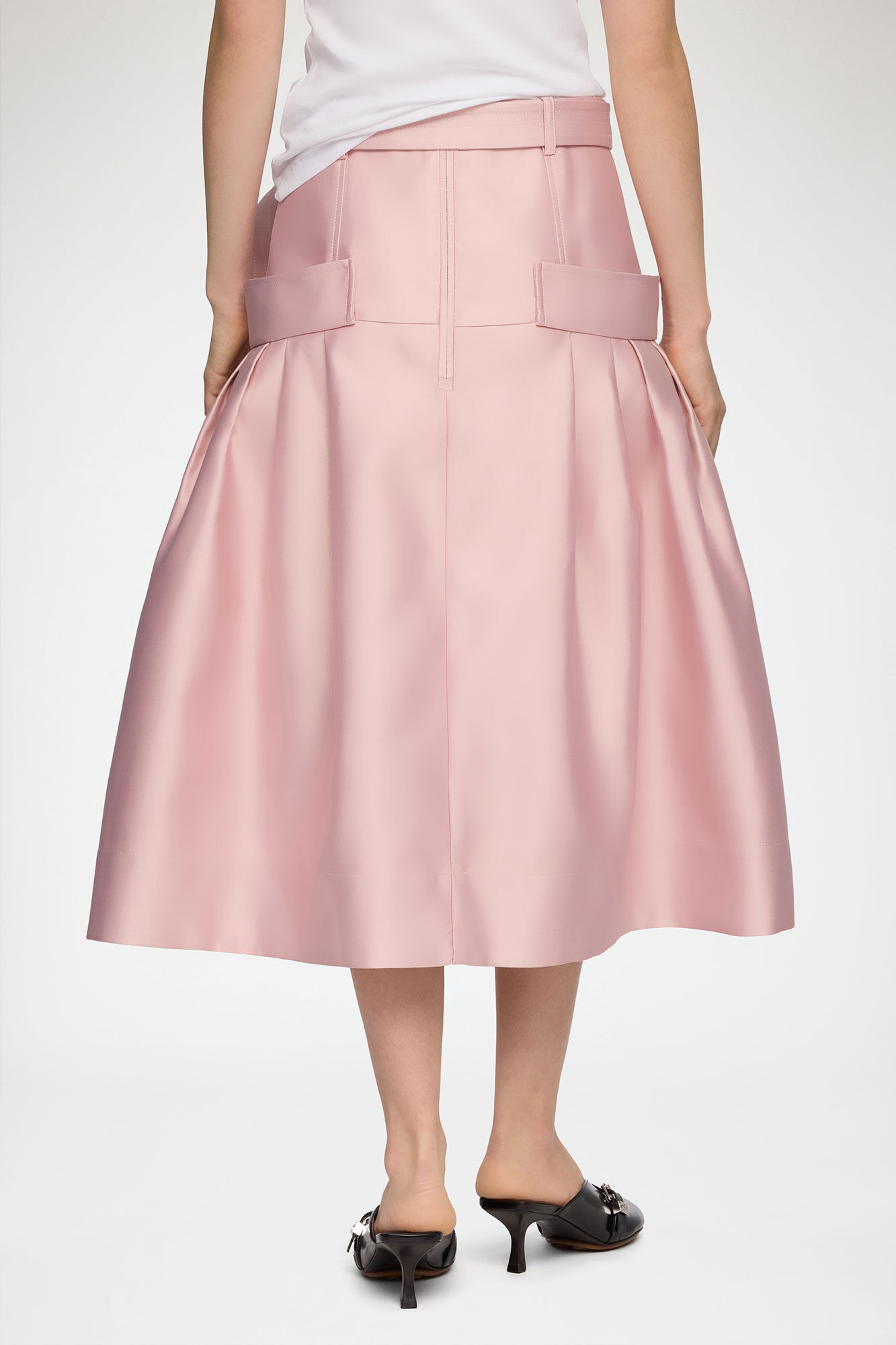Skirt in Duchesse Satin, Recycled Polyester, in colour Potpourri - 3 - GANNI