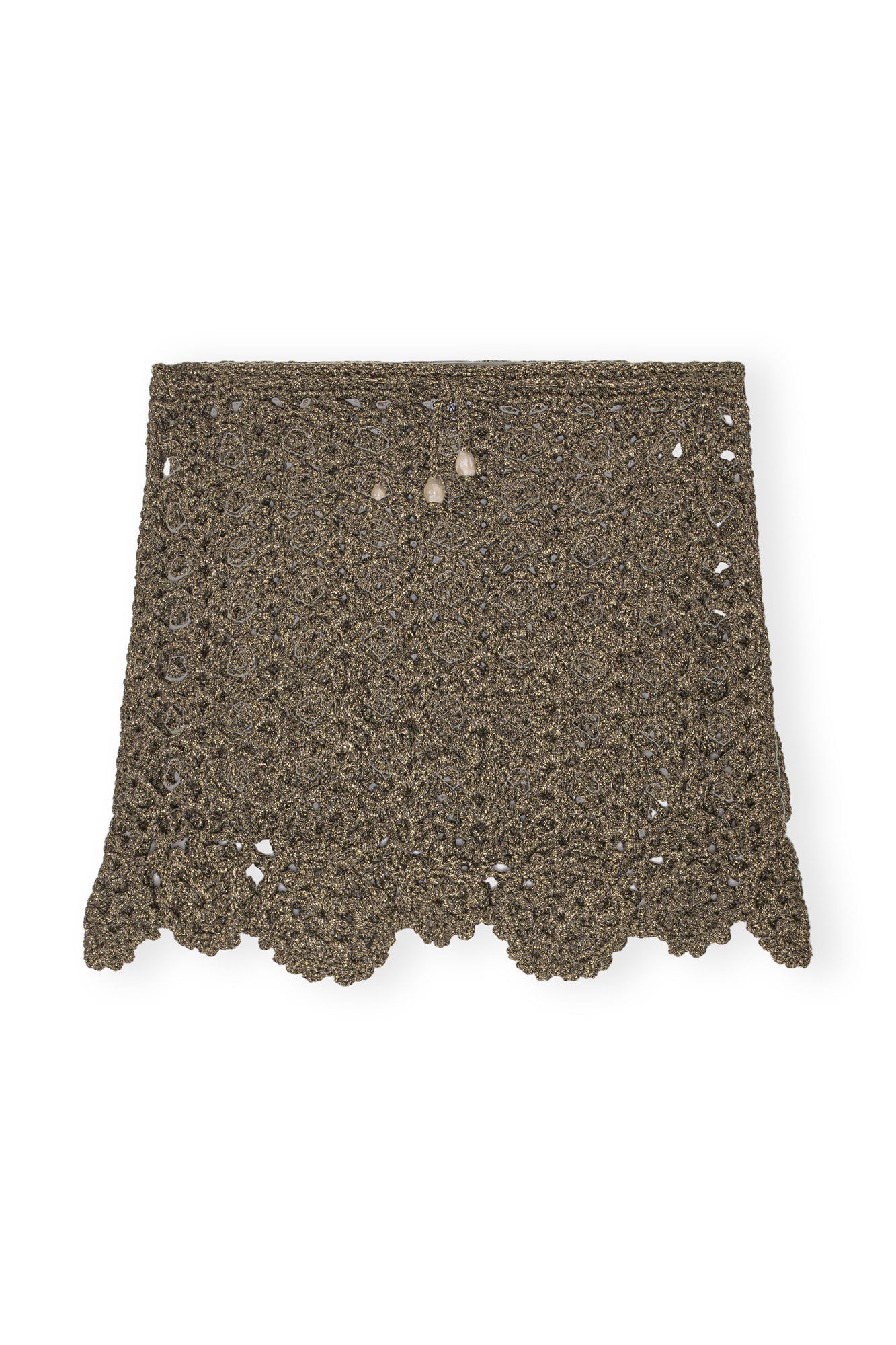 Crochet Mini Skirt, Metallic, in colour Black/Gold - 1 - GANNI
