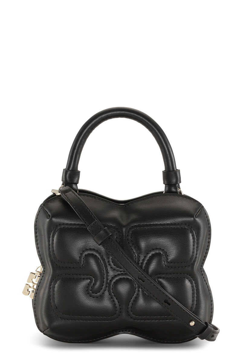 Small Black Butterfly Crossbody Bag, Polyester, in colour Black - 3 - GANNI