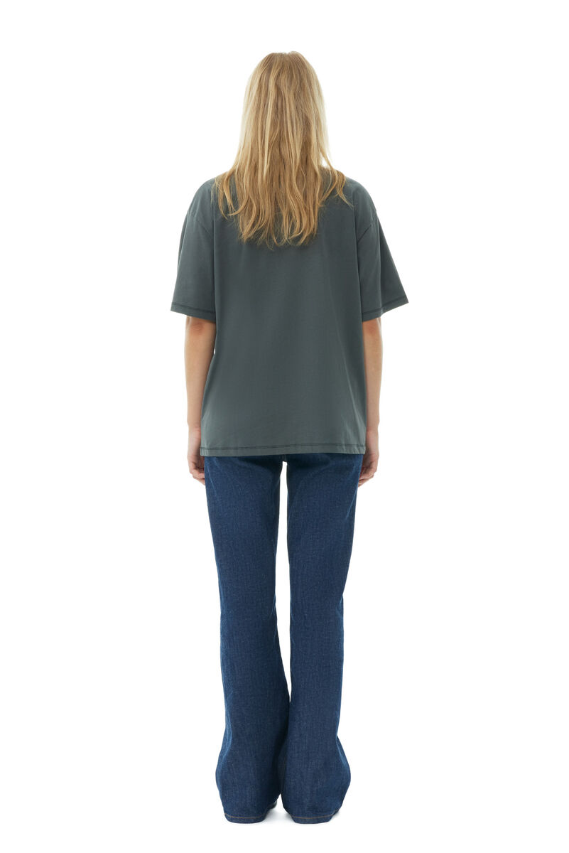 Future Grey Relaxed Cherry-T-skjorte, Organic Cotton, in colour Volcanic Ash - 4 - GANNI