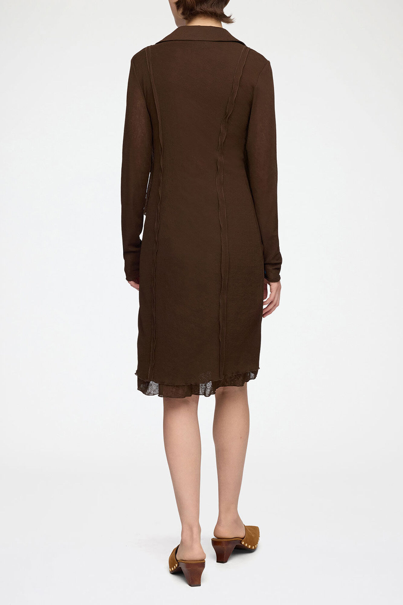 Robe courte en maille chin&eacute;e, Recycled Polyester, in colour Demitasse - 2 - GANNI