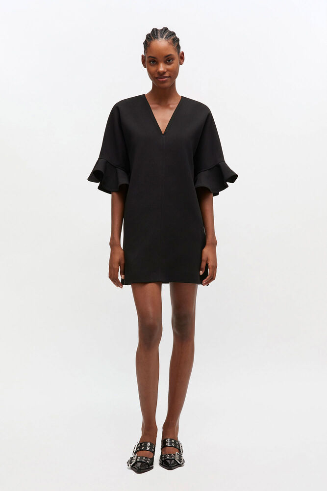 Robe courte à volants noire, Jet Black