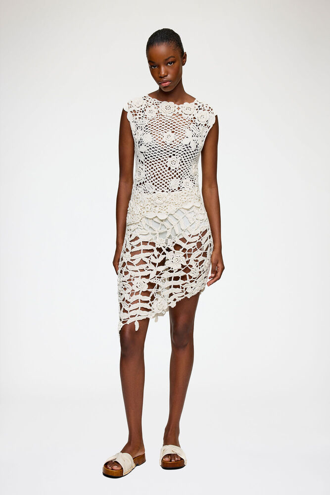 Knit Top in Cotton Crochet, Egret