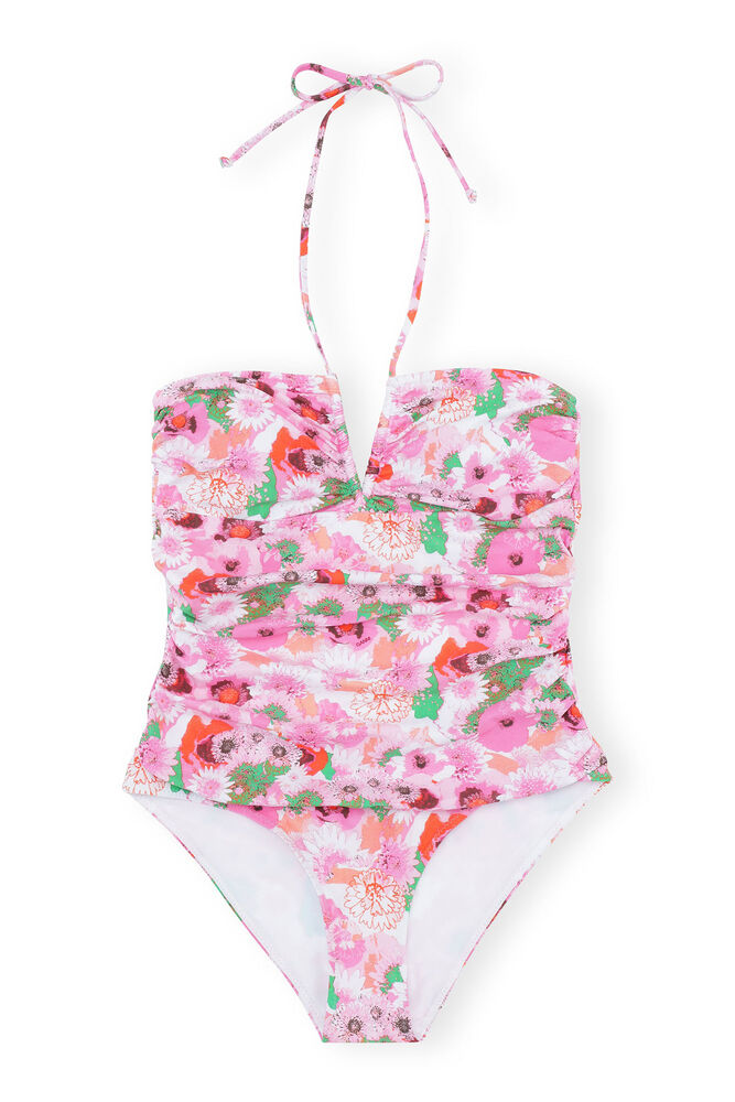 Printed V-string Swimsuit, Sugar Plum