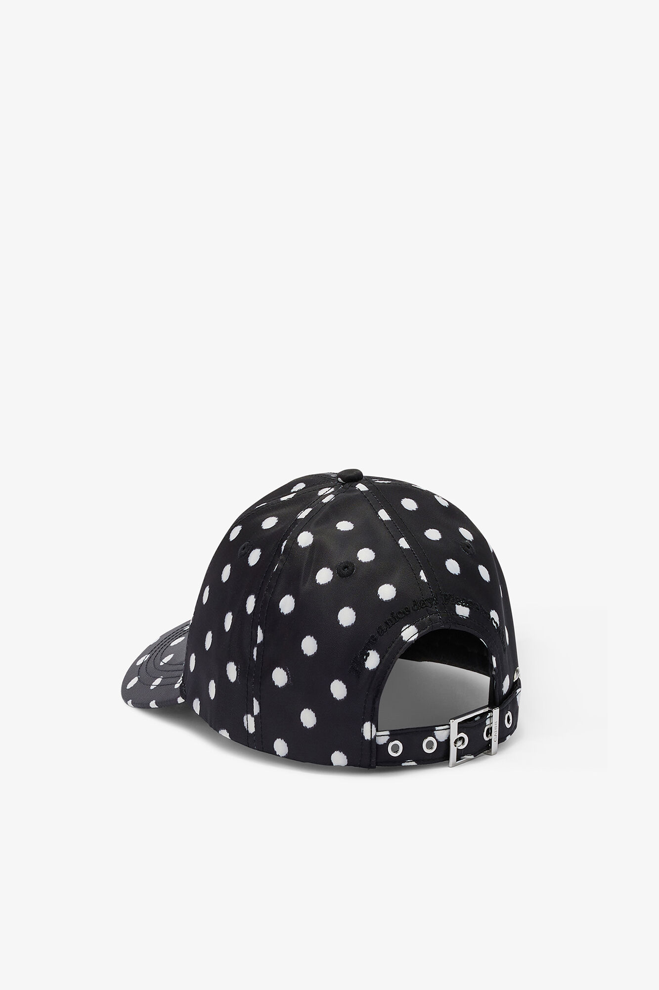 新品GANNI ドット柄 ベースボールキャップ Black Printed Nylon Cap | GANNI US