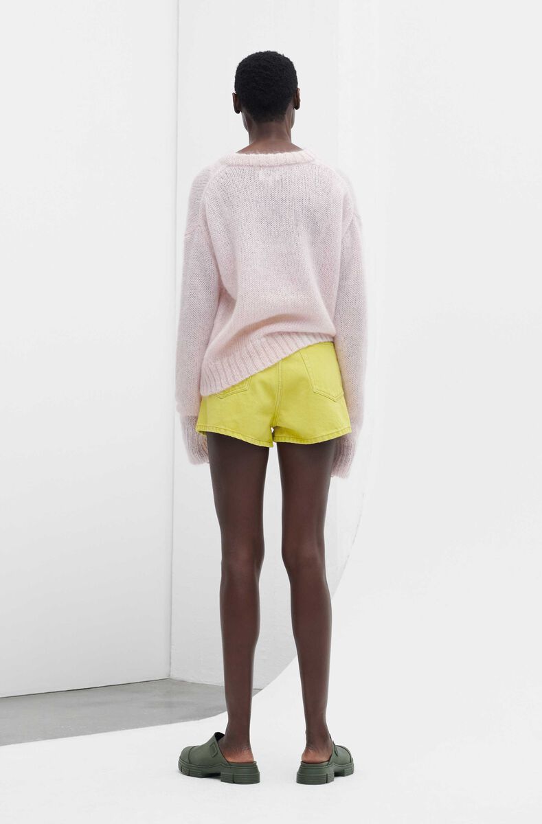 Denim Hotpant Shorts, Cotton, in colour Blazing Yellow - 2 - GANNI