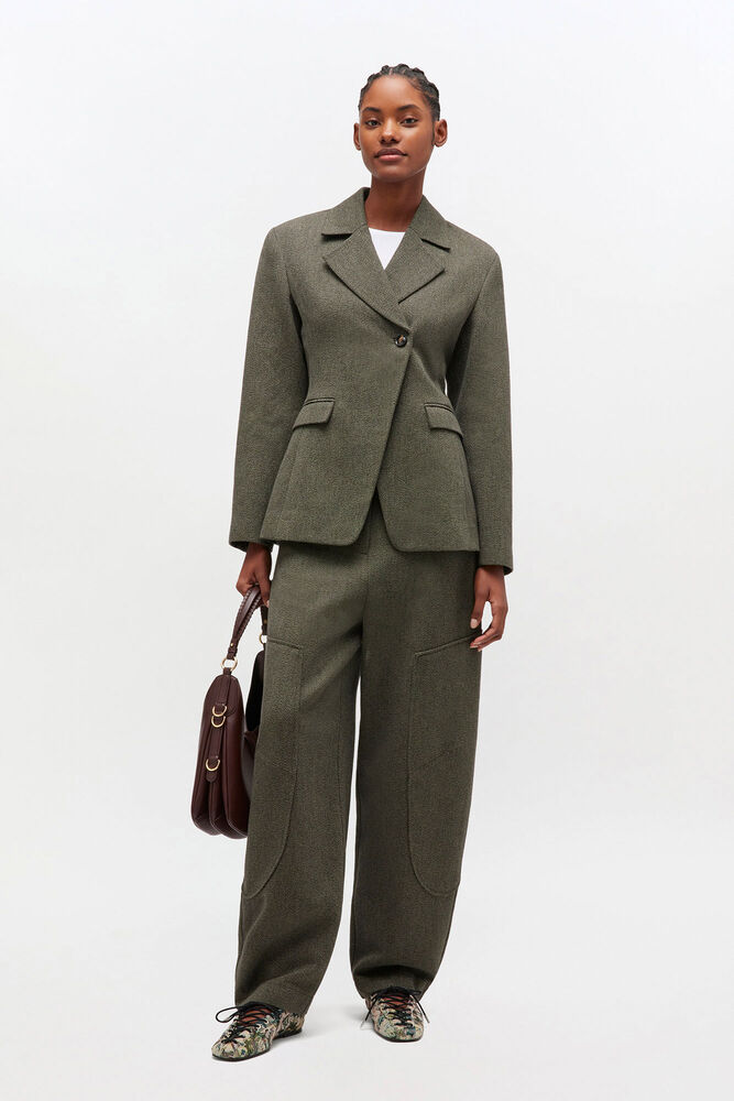 Green Mouline Curved Trousers, Forest Night