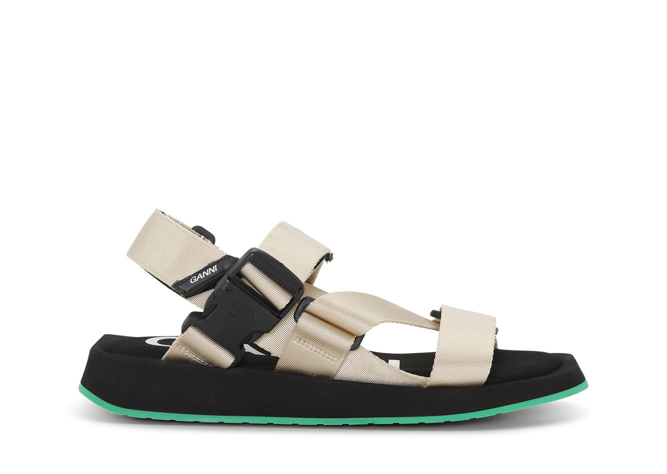 Performance Webbing Sandals, Recycled Polyester, in colour Oyster Gray - 1 - GANNI