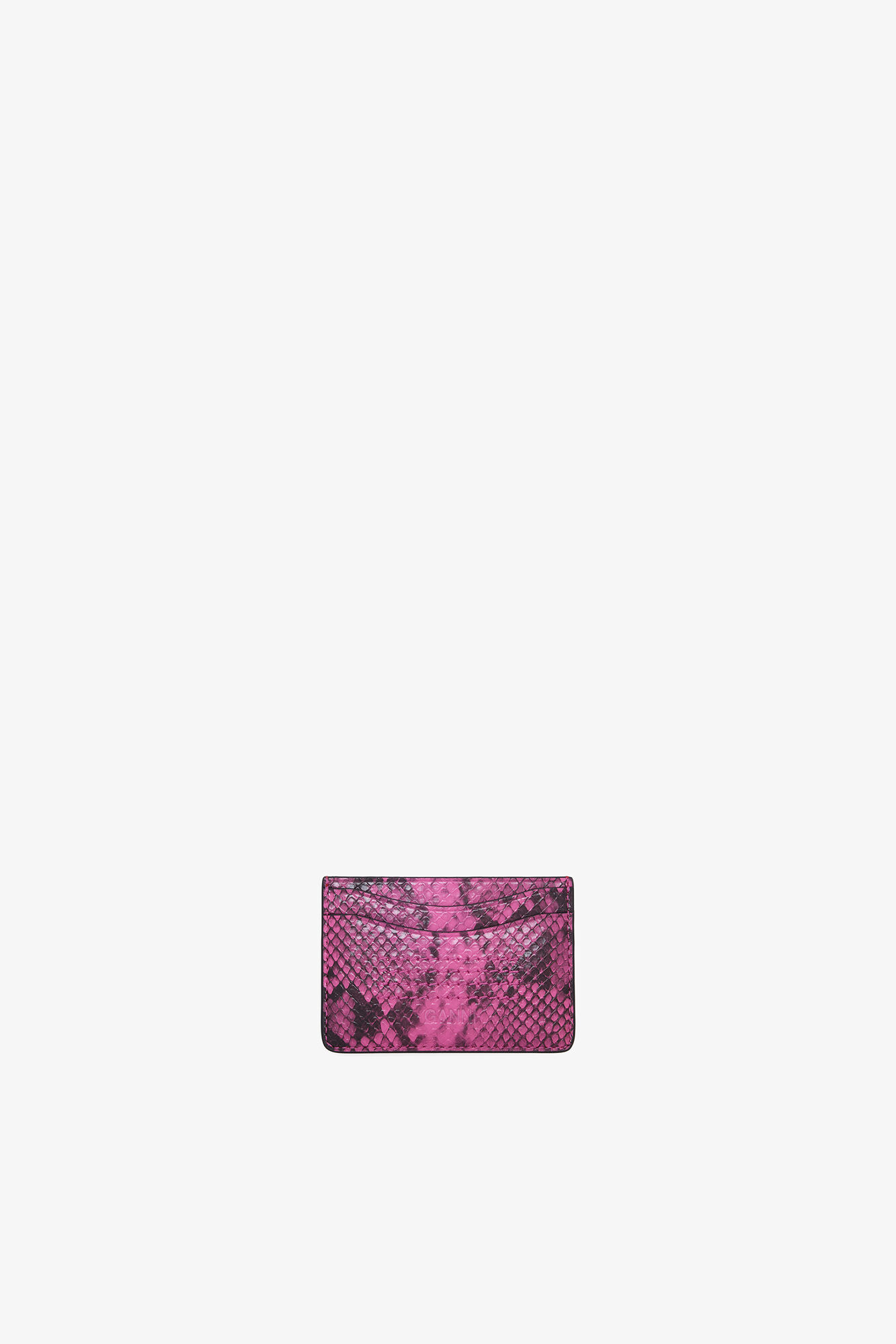 Bou Card Holder in Pink Snake, Recycled Polyester, in colour Raspberry Rose - 2 - GANNI