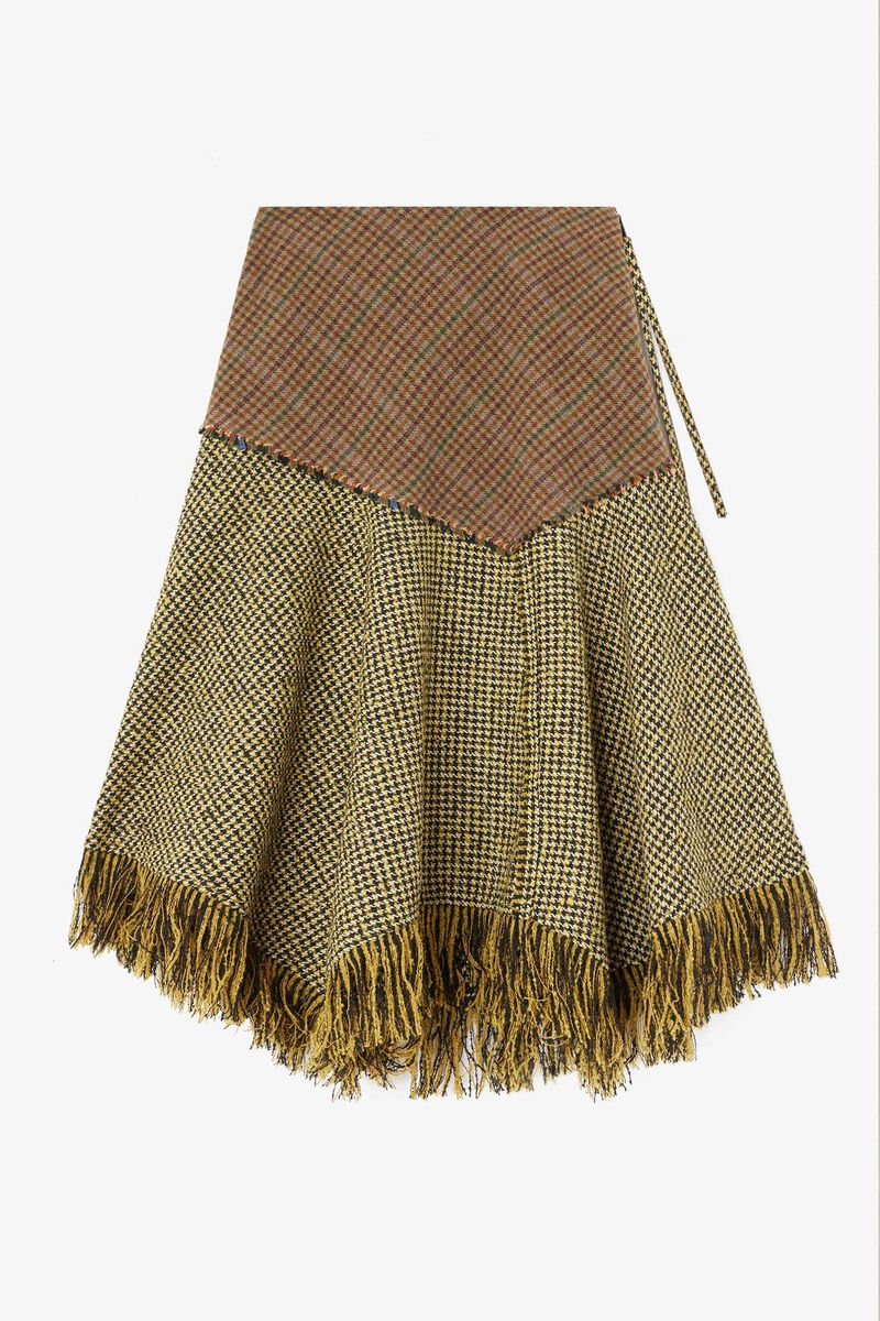 Skirt in Patchwork Check, Acrylic, in colour Multicolour - 1 - GANNI