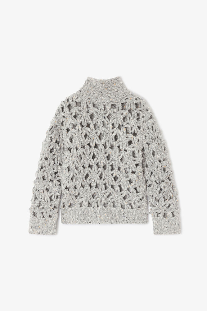 Grey Flower Crochet Jumper, Paloma