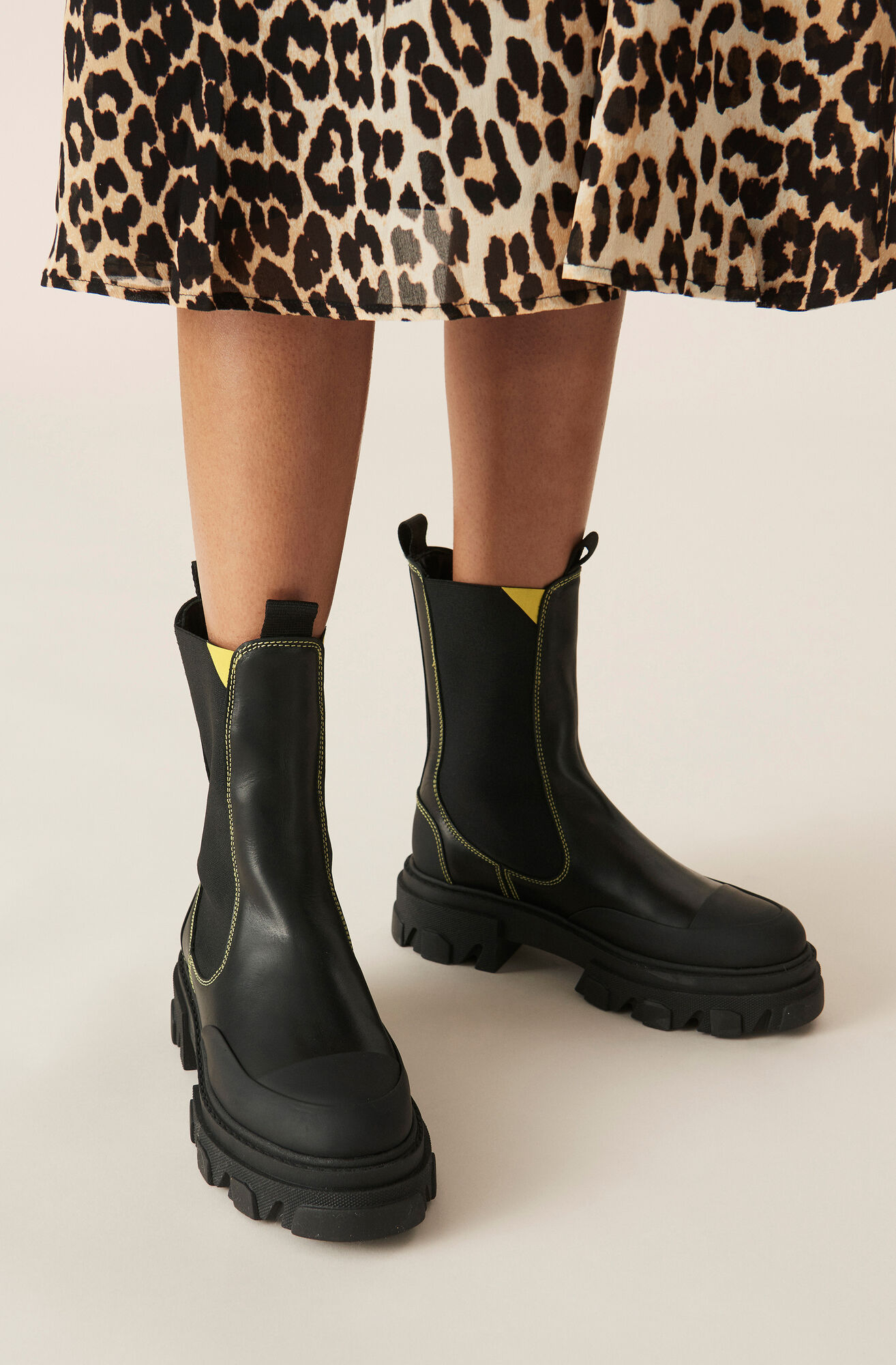 Calf Leather Mid Chelsea Boot Ganni At