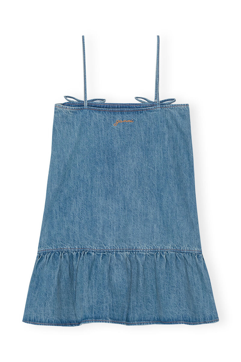 Tint Denim Mini klänning, Organic Cotton, in colour Tint Wash - 2 - GANNI
