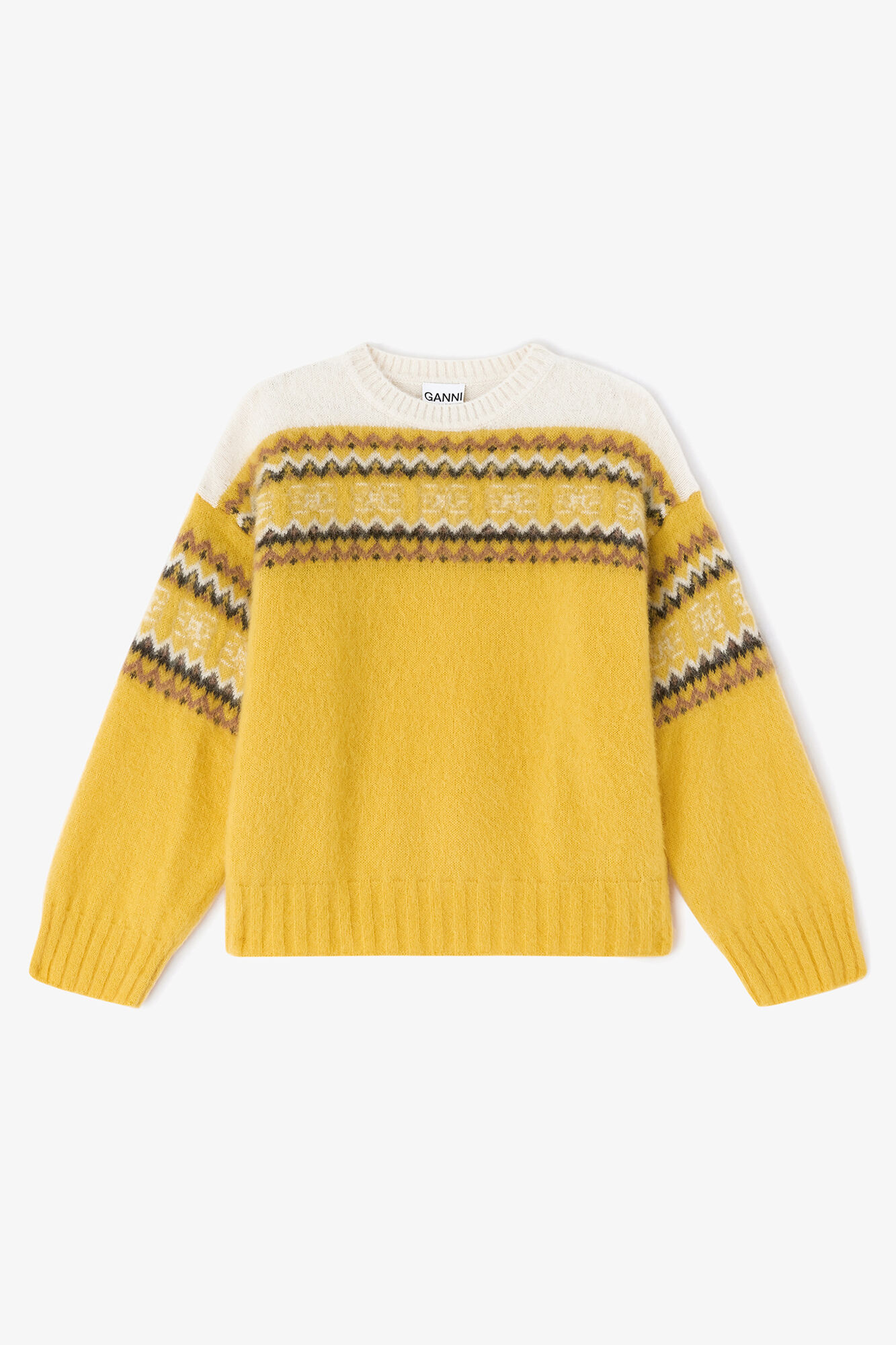 Pull jaune Intarsia, Alpaca, in colour Blazing Yellow - 1 - GANNI