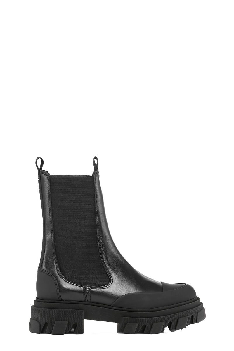 Mid Chelsea Boots, Calf Leather, in colour Black - 1 - GANNI