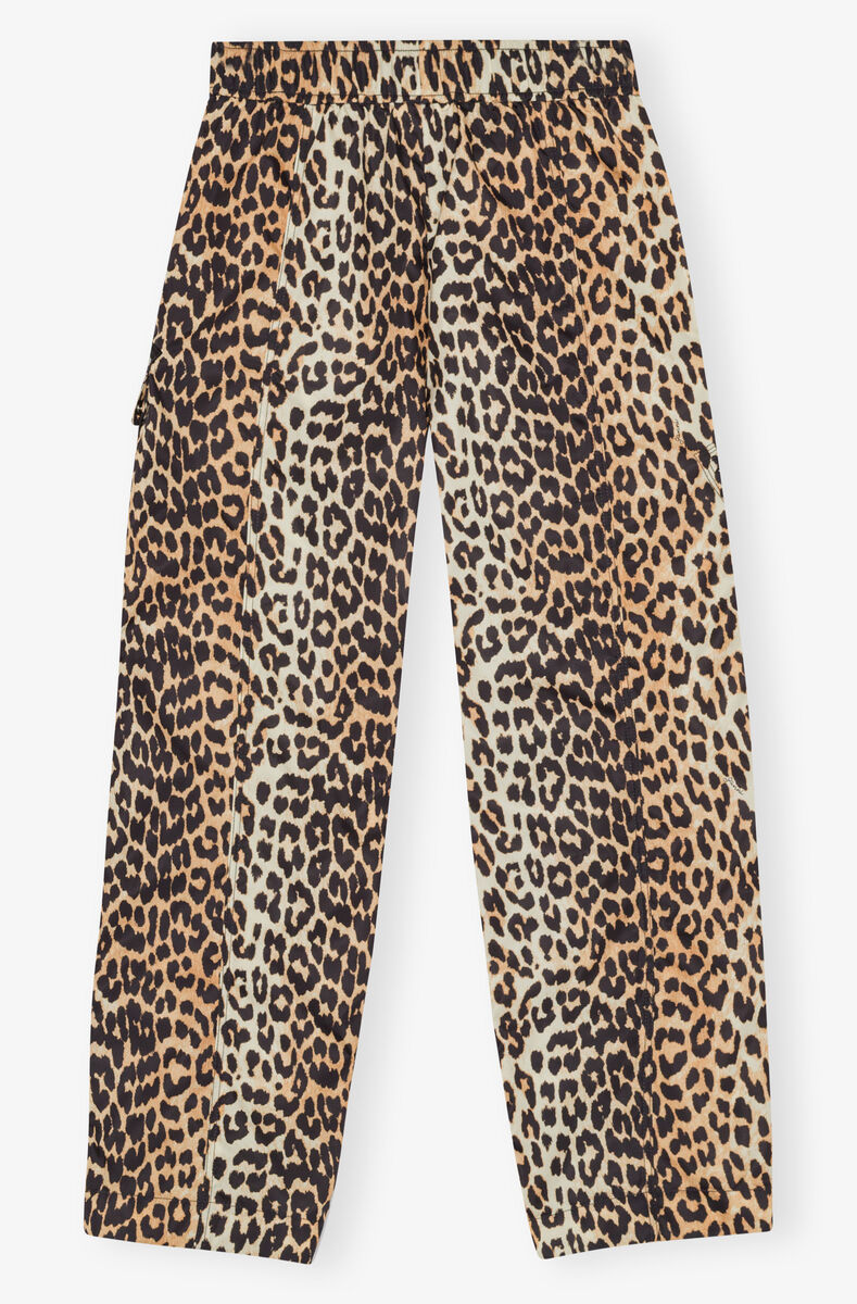 Leopard Duchesse Nylon Cargo Pants, Recycled Nylon, in colour Leopard - 2 - GANNI