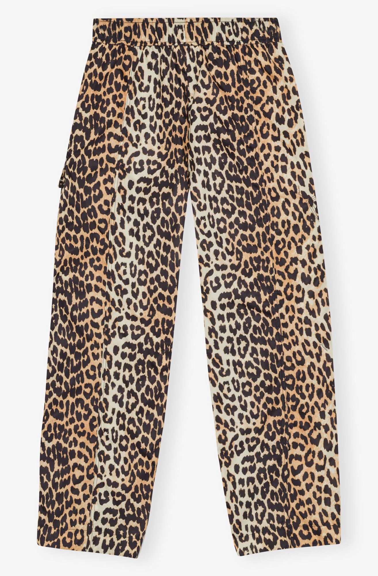 Leopard Duchesse Nylon Cargo Pants, Recycled Nylon, in colour Leopard - 2 - GANNI