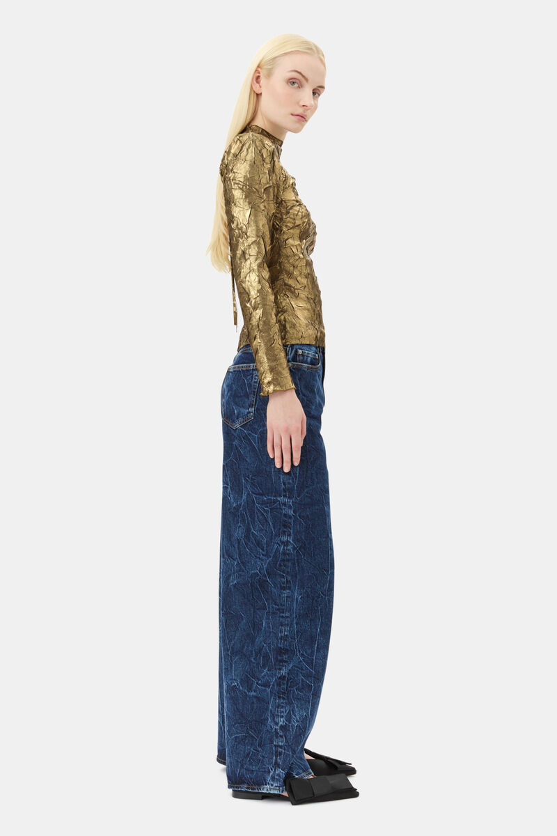 Blouse Gold Long-sleeve, Recycled Polyester, in colour Gold - 3 - GANNI