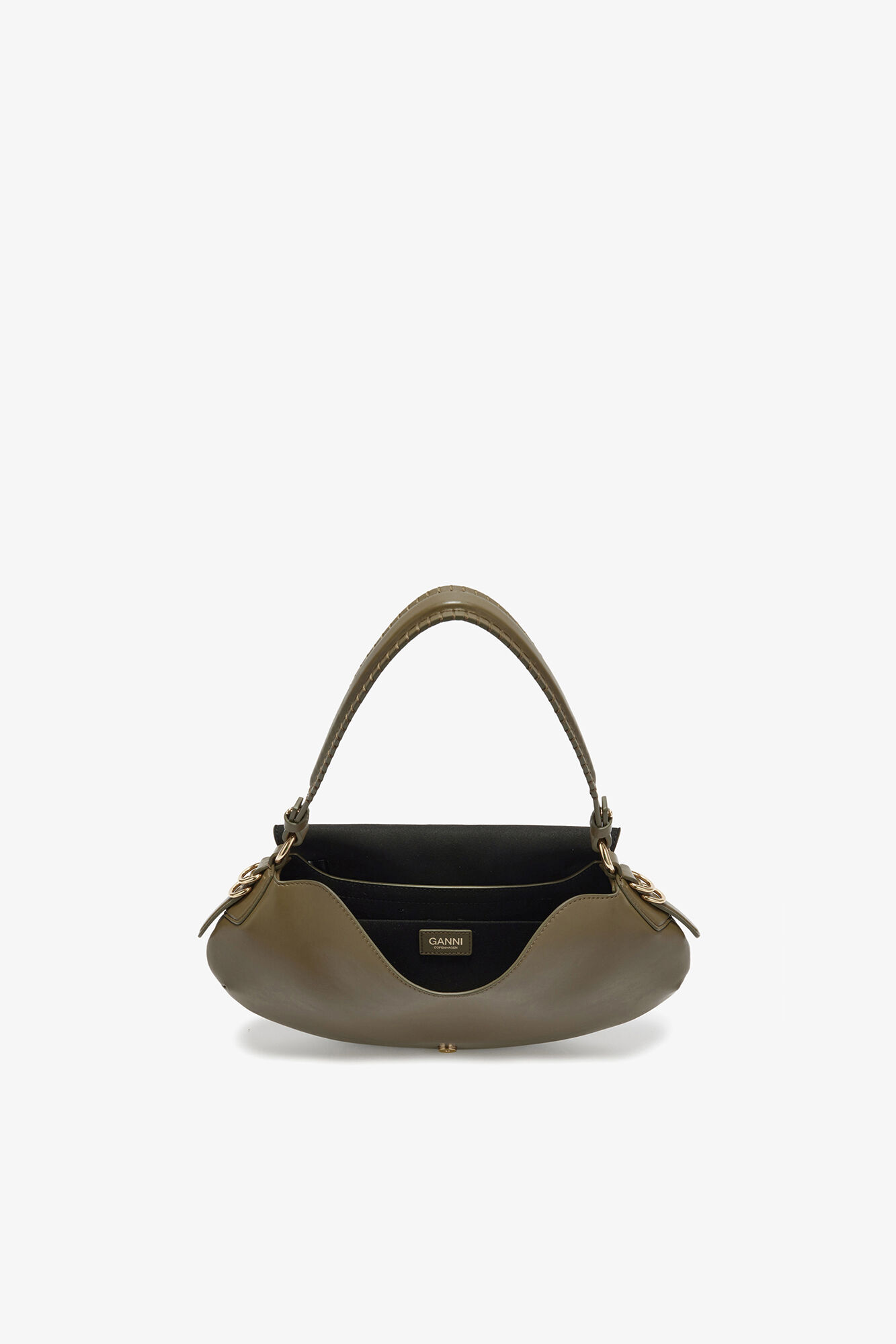 B-Kat Bag in Green, Recycled Leather, in colour Military Olive - 3 - GANNI