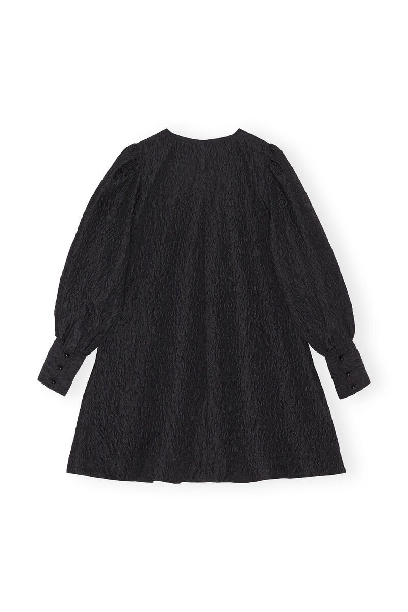 Black Jacquard Organza Mini Dress, Polyamide, in colour Black - 2 - GANNI