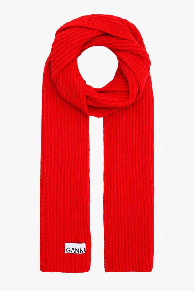 Red Ribbed Scarf, Racing Red