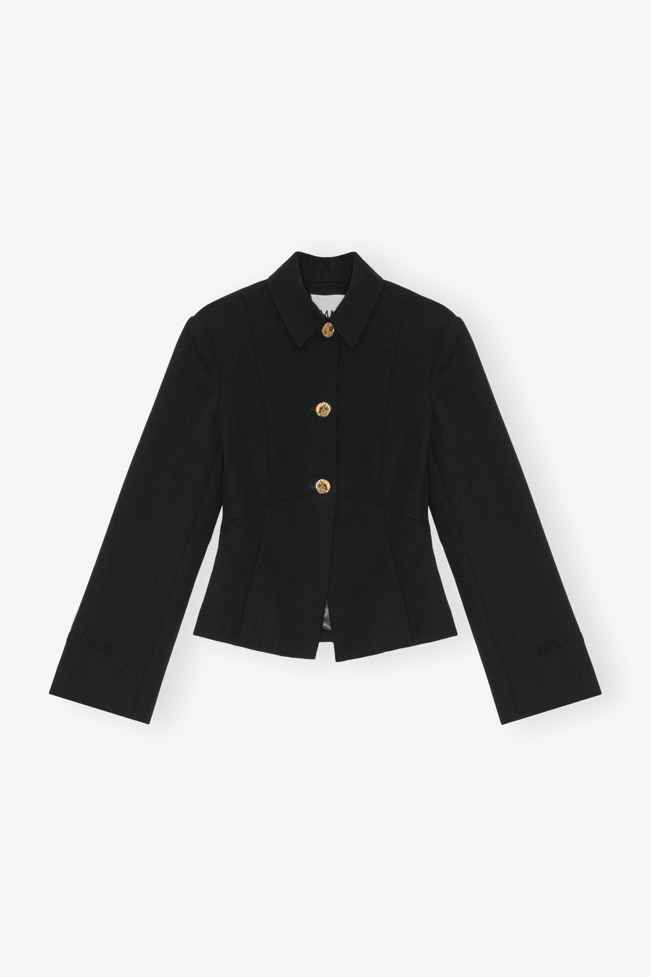 Black Light Twill Suiting Blazer, Recycled Polyester, in colour Black - 1 - GANNI