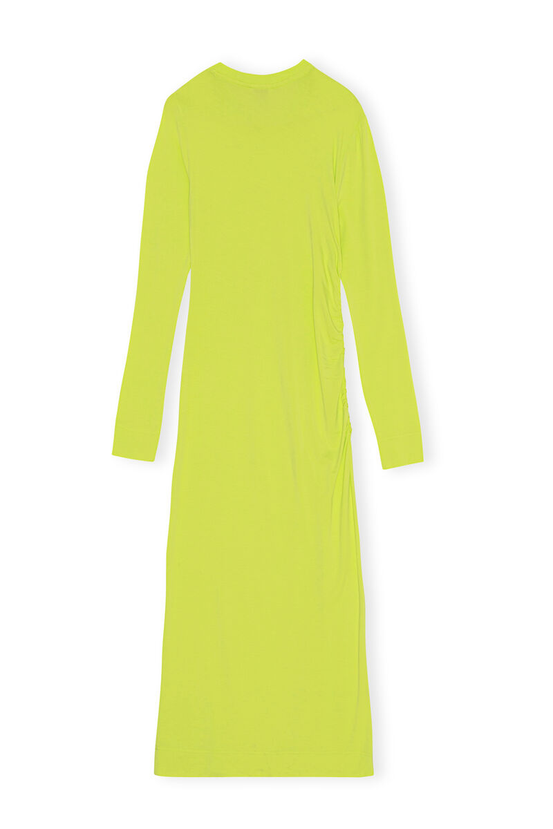 Ruched Midi Dress, Elastane, in colour Lime Popsicle - 2 - GANNI