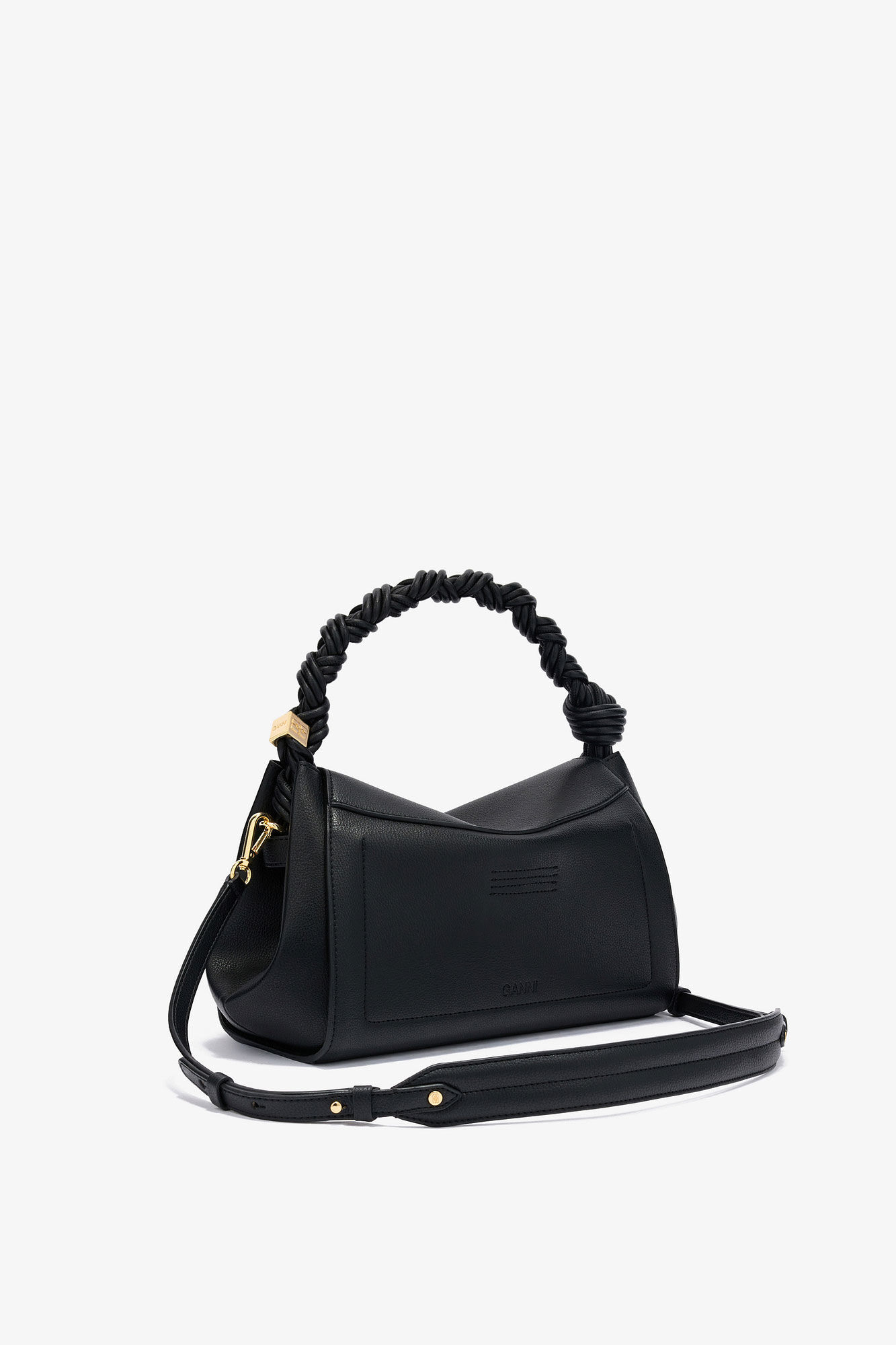 Very Bou Bag Grained in Black, Polyurethane, in colour Black - 2 - GANNI