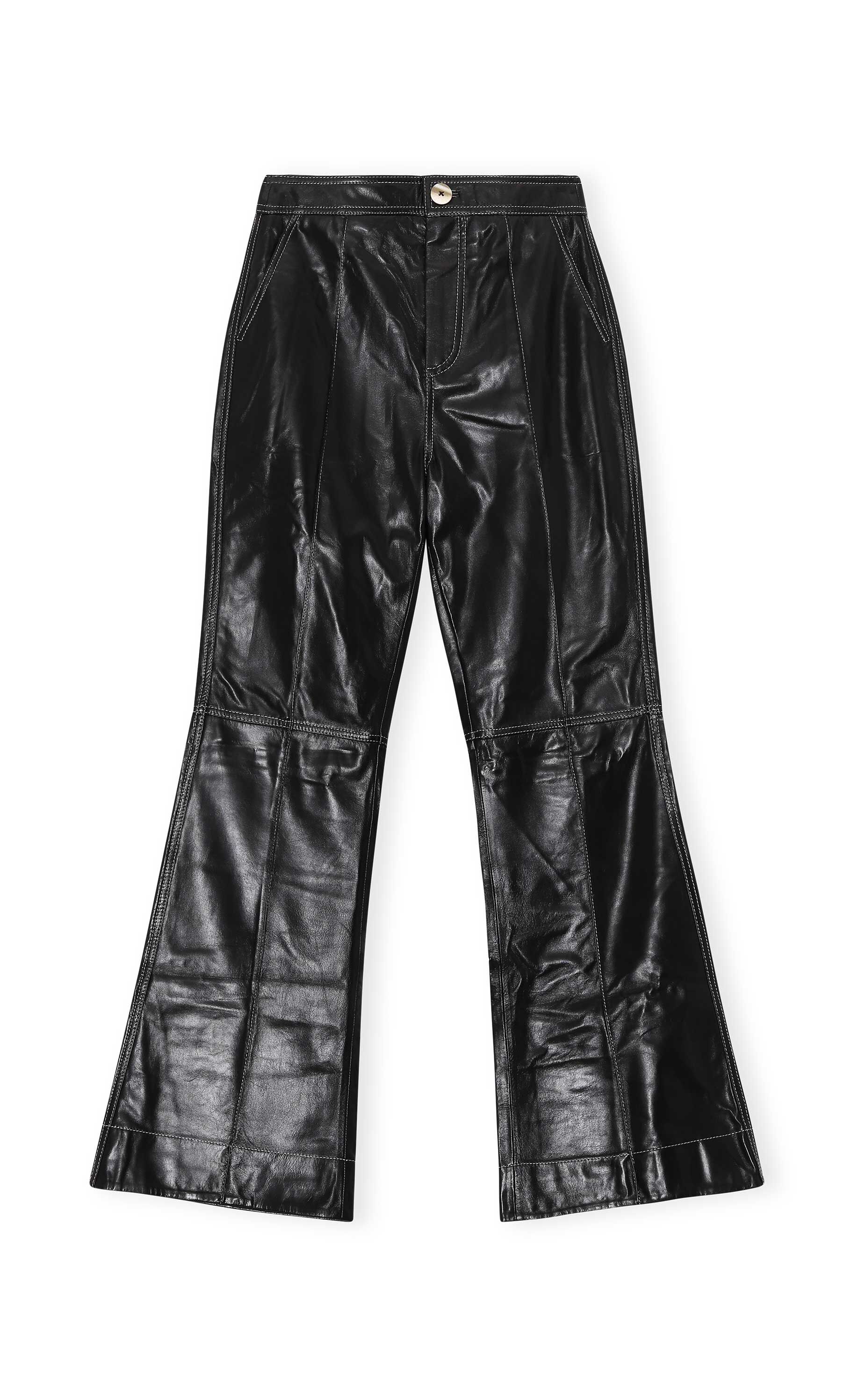 Lamb Leather High Waist Bootcut Pants 