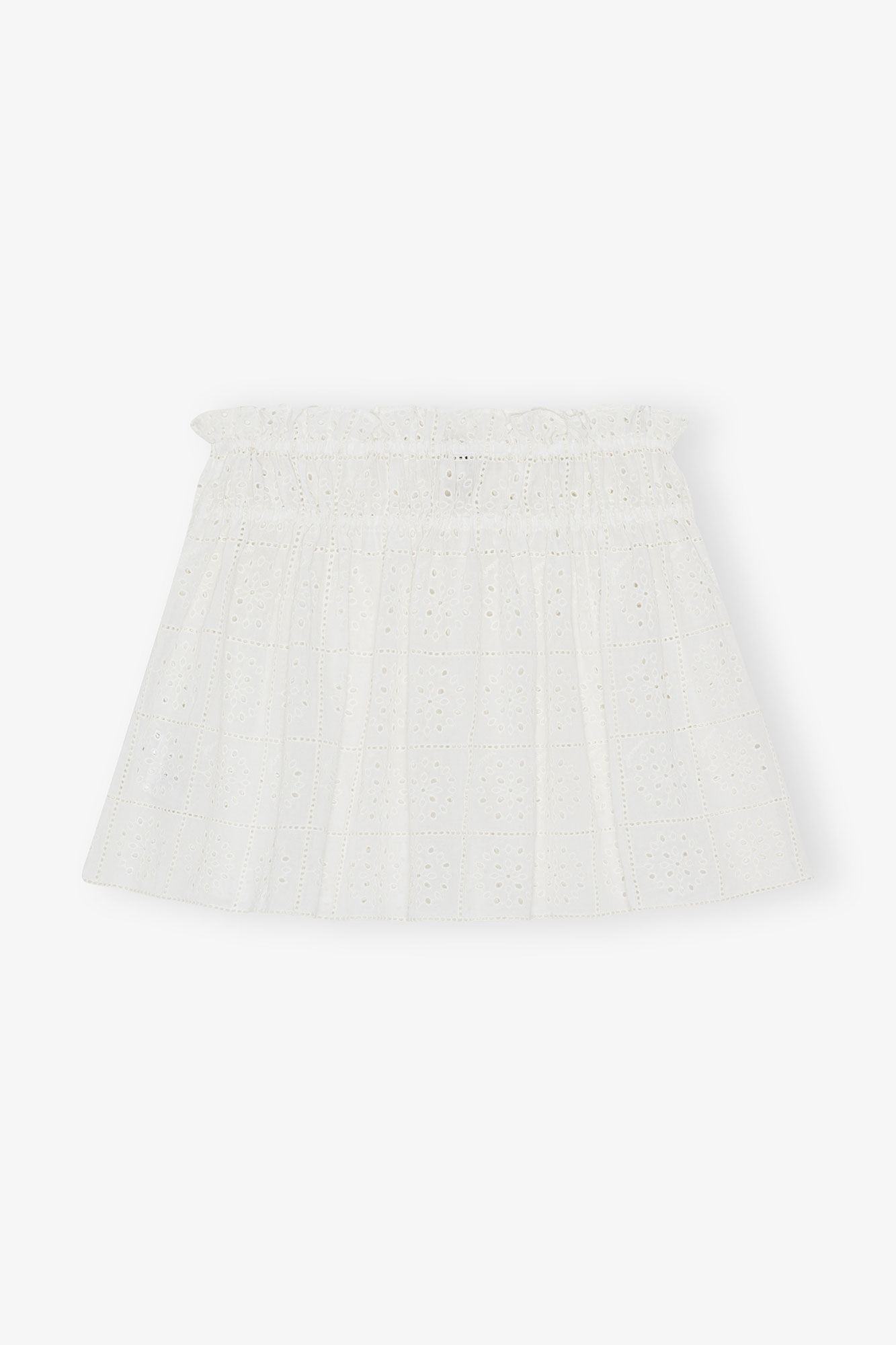 White Broderie Anglaise Mini Skirt, Cotton, in colour Bright White - 4 - GANNI
