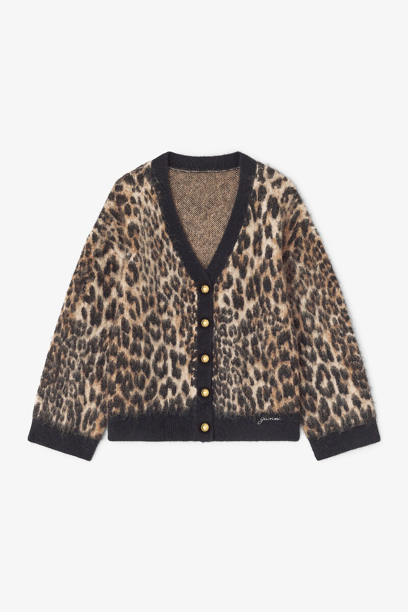 Leopard Cardigan, Alpaca, in colour Leopard - 1 - GANNI